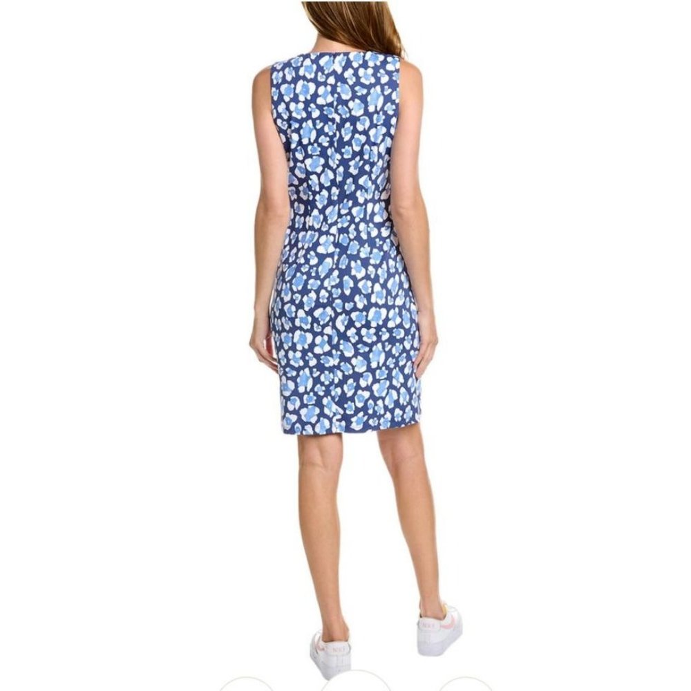 J. McLaughlin Sophia Dress M Medium Blue White Stretch Catalina Cloth $219 - Picture 2 of 13